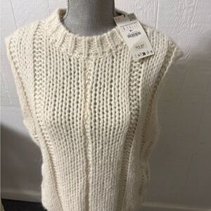 NWT Zara Cream Knit Sweater Vest